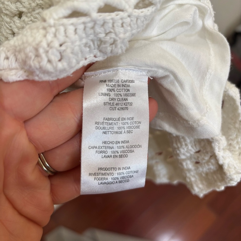 Joie Women's White Nawra Crochet Dress Size Small 100% Cotton Boho Beach Resort - Picture 9 of 10